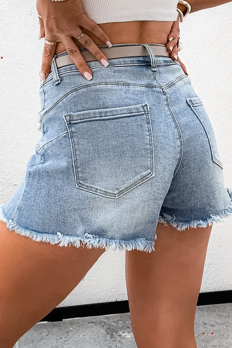 Pantaloni scurți din denim de damă cu elemente decorative strălucitoare DECORTA, Culoare: albastru, IVET.RO - Reduceri de până la -80%