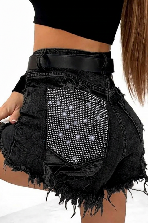 Pantaloni scurți de damă cu cristale decorative AURONA BLACK, Culoare: negru, IVET.RO - Reduceri de până la -80%