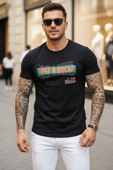 Tricou modern pentru bărbați, cu croială ajustată și imprimeu CRALSON BLACKIVET.RO - Reduceri de până la -80%