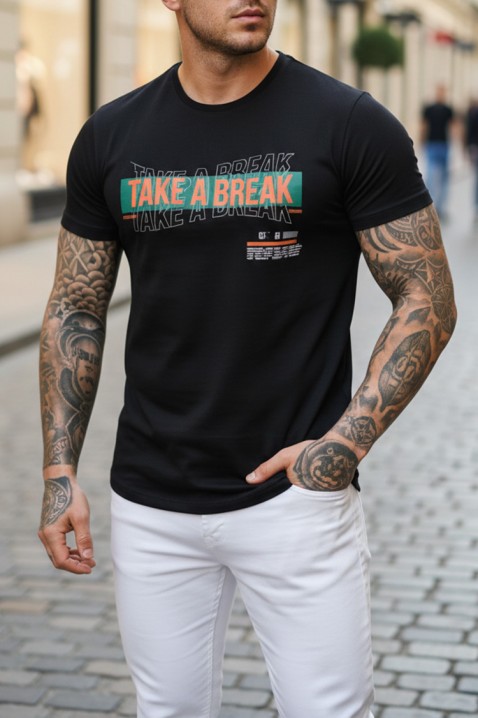 Tricou modern pentru bărbați, cu croială ajustată și imprimeu CRALSON BLACKIVET.RO - Reduceri de până la -80%