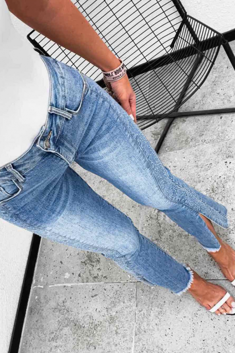 Blugi de damă spectaculoși, cu pietricele strălucitoare VERITA, Culoare: albastru deschis, IVET.RO - Reduceri de până la -80%