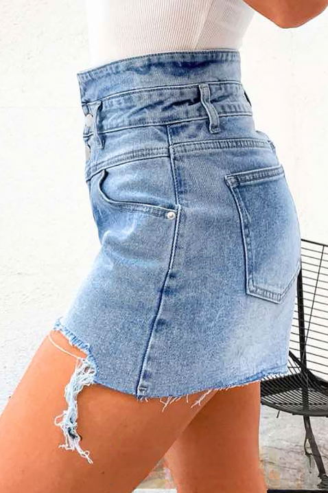 Pantaloni scurți din denim pentru femei, cu talie înaltă si margini franjurate SALIANA, Culoare: albastru, IVET.RO - Reduceri de până la -80%