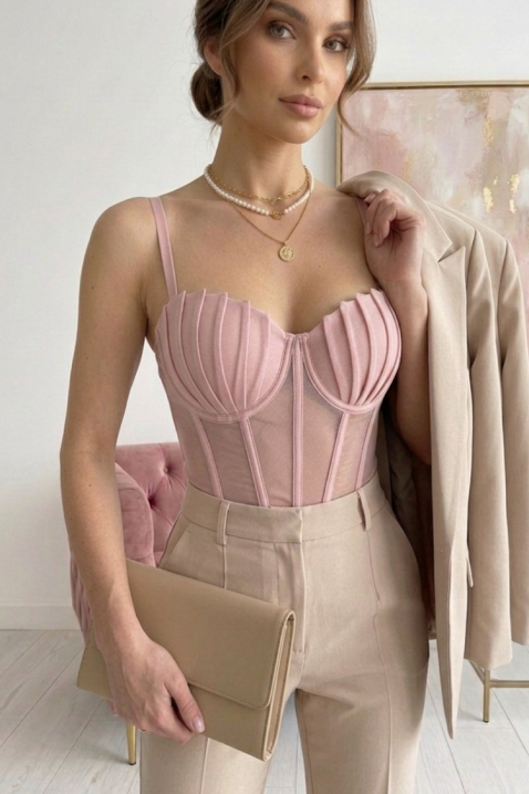 Top de tip corset de damă cu efect de subțiere LORSELIA PUDRA, Culoare: roz, IVET.RO - Reduceri de până la -80%