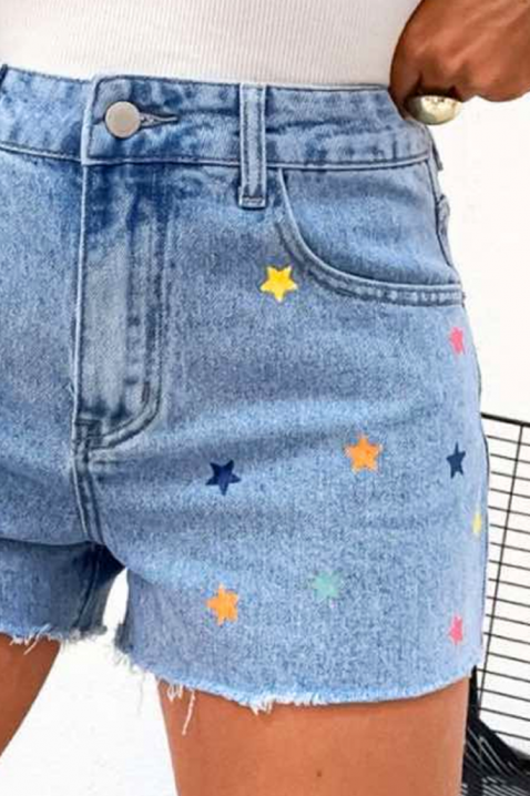 Pantaloni scurți din denim de damă cu stele multicolore spectaculoase STELIVA, Culoare: multicolor, IVET.RO - Reduceri de până la -80%