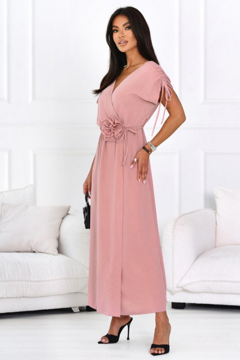 Rochie lungă de vară cu curea decorativă MALINALA PUDRA, Culoare: pudră, IVET.RO - Reduceri de până la -80%