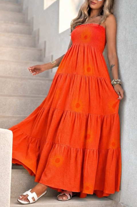 Rochie lungă elastică de damă fără bretele ZANLERA ORANGE, Culoare: portocaliu, IVET.RO - Reduceri de până la -80%