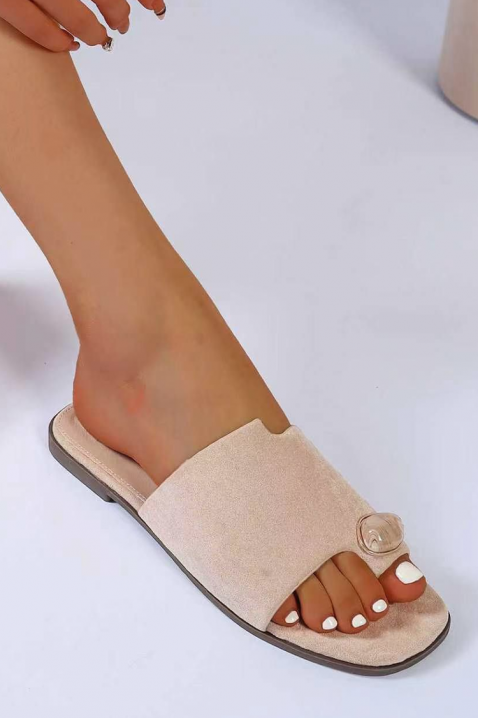 Papuci eleganți de damă cu element decorativ STIMONA BEIGE, Culoare: bej, IVET.RO - Reduceri de până la -80%