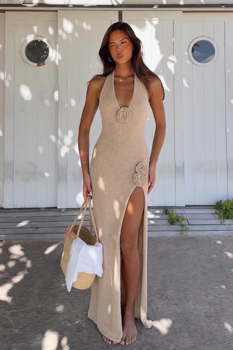 Rochie lungă de vară cu bretele și spate decupat LEIRE BEIGE, Culoare: bej, IVET.RO - Reduceri de până la -80%