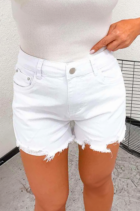 Pantaloni scurți din denim cu buzunar cu imprimeu modern NINESA, Culoare: alb, IVET.RO - Reduceri de până la -80%