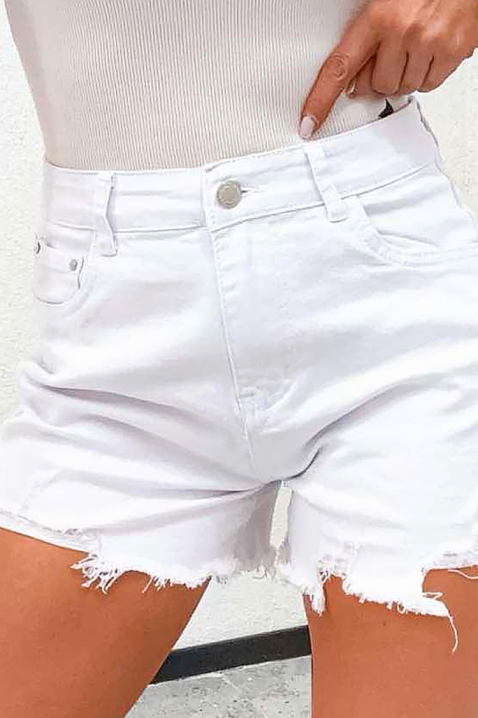 Pantaloni scurți din denim cu buzunar cu imprimeu modern NINESA, Culoare: alb, IVET.RO - Reduceri de până la -80%