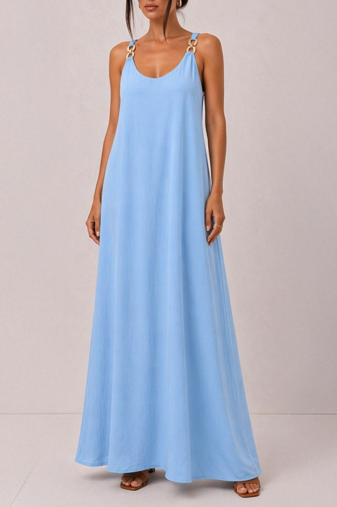 Rochie lungă cu inele decorative la bretele ZENAIDA SKY, Culoare: albastru deschis, IVET.RO - Reduceri de până la -80%