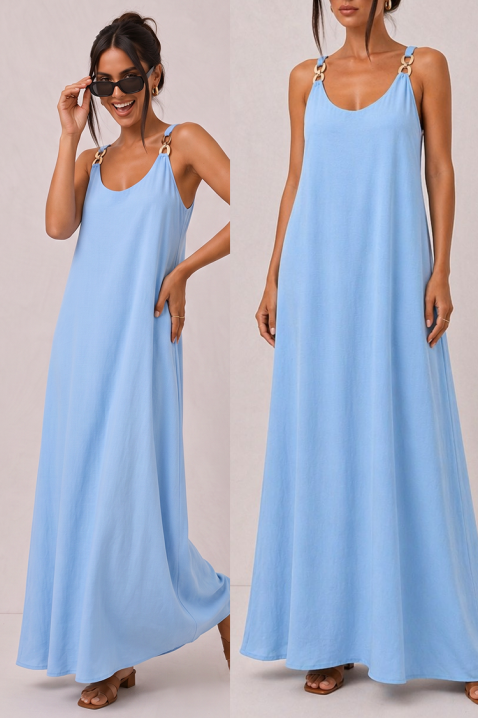 Rochie lungă cu inele decorative la bretele ZENAIDA SKY, Culoare: albastru deschis, IVET.RO - Reduceri de până la -80%