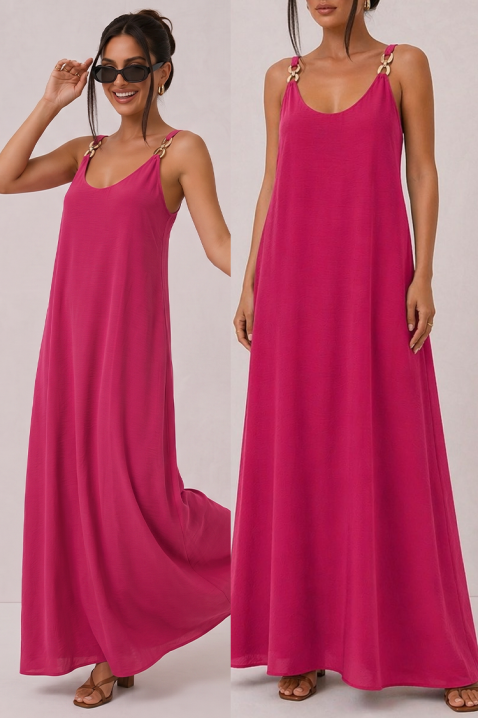 Rochie lungă cu inele decorative la bretele ZENAIDA FUCHSIA, Culoare: fuchsia, IVET.RO - Reduceri de până la -80%