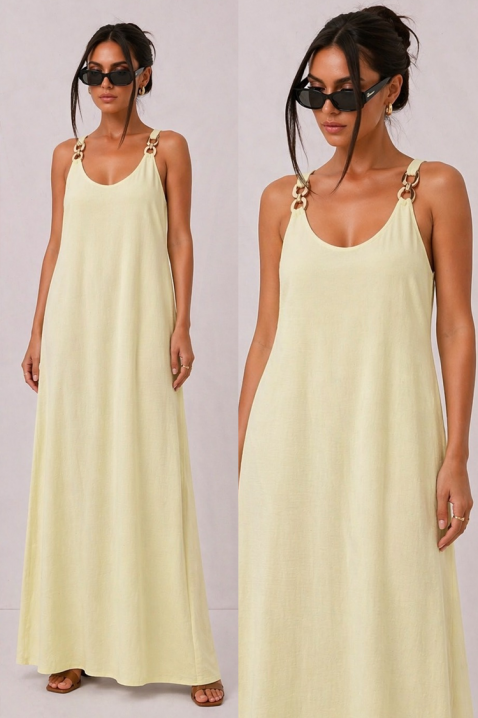 Rochie lungă cu inele decorative la bretele ZENAIDA YELLOW, Culoare: galben, IVET.RO - Reduceri de până la -80%