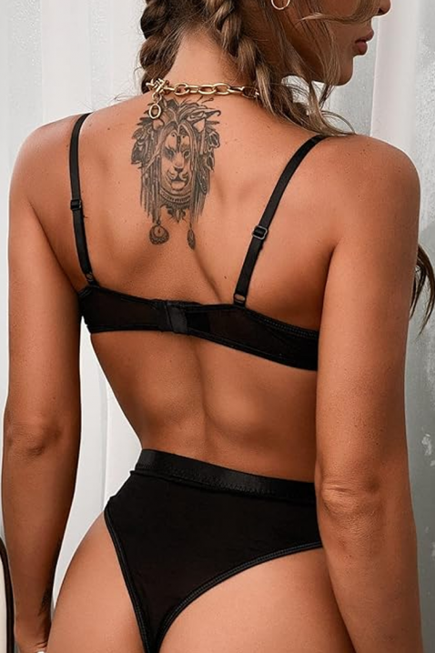 Body elegant de damă cu dantelă florală și ornamente delicate ERDINDA, Culoare: negru, IVET.RO - Reduceri de până la -80%