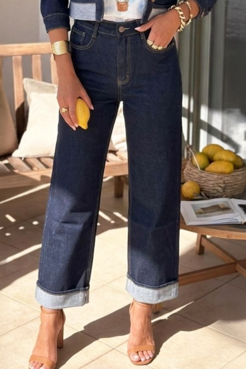 Blugi eleganți de culoare albastru închis, cu broderii spectaculoase pe buzunarele din spate JULIDANI, Culoare: albastru, IVET.RO - Reduceri de până la -80%