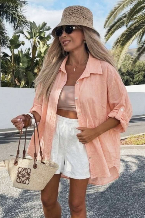 Cămașă lejeră de vară cu nasturi LILIBEL PEACH, Culoare: piersică, IVET.RO - Reduceri de până la -80%