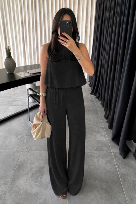 Set de vară pentru femei, format dintr-un top și pantaloni largi MELODYNA BLACK, Culoare: negru, IVET.RO - Reduceri de până la -80%