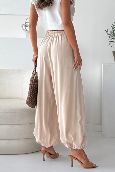 Pantaloni de vară pentru femei, model de tip balon, cu talie înaltă DALYNA BEIGE, Culoare: bej, IVET.RO - Reduceri de până la -80%