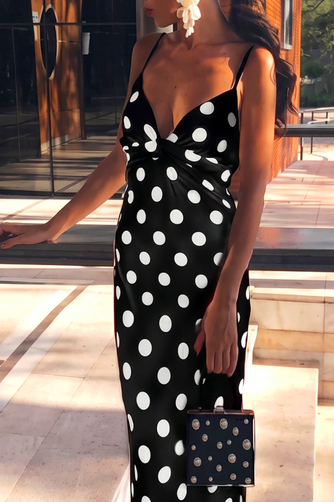 Rochie midi cu buline și bretele subțiri EULOGIA BLACK, Culoare: negru și alb, IVET.RO - Reduceri de până la -80%