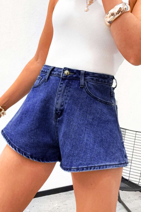 Pantaloni scurți din denim pentru femei, cu talie înaltă VINTARA NAVY, Culoare: Abastru turcesc, IVET.RO - Reduceri de până la -80%