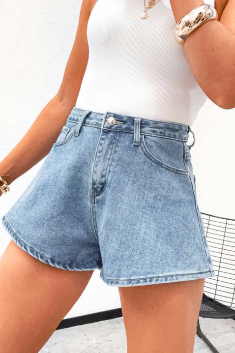 Pantaloni scurți din denim pentru femei, cu talie înaltă VINTARA SKY, Culoare: azur, IVET.RO - Reduceri de până la -80%