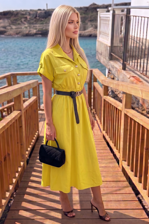 Rochie de vară de tip safari, cu nasturi și curea SAFARINA YELLOW, Culoare: galben, IVET.RO - Reduceri de până la -80%