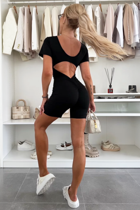 Salopetă scurtă pentru femei, cu spate spectaculos MOLINARA BLACK, Culoare: negru, IVET.RO - Reduceri de până la -80%