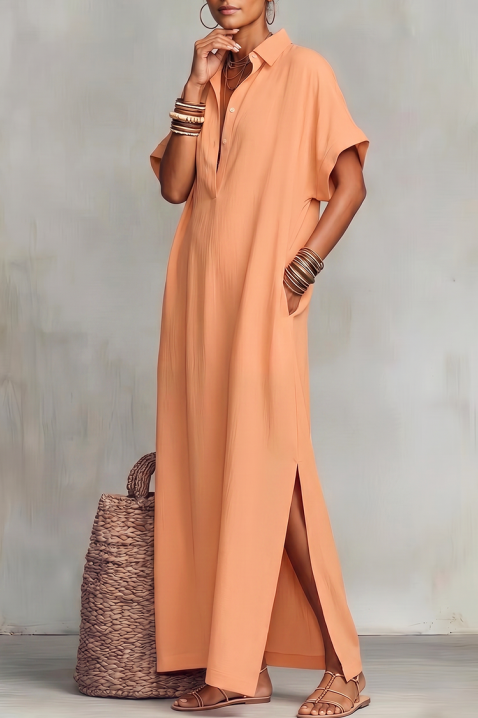 Rochie lungă de vară din modal, cu decolteu V JADANA ORANGE, Culoare: portocaliu, IVET.RO - Reduceri de până la -80%