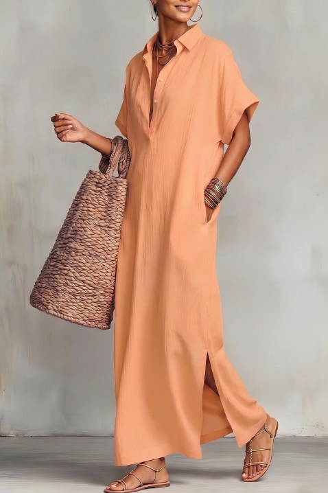 Rochie lungă de vară din modal, cu decolteu V JADANA ORANGE, Culoare: portocaliu, IVET.RO - Reduceri de până la -80%