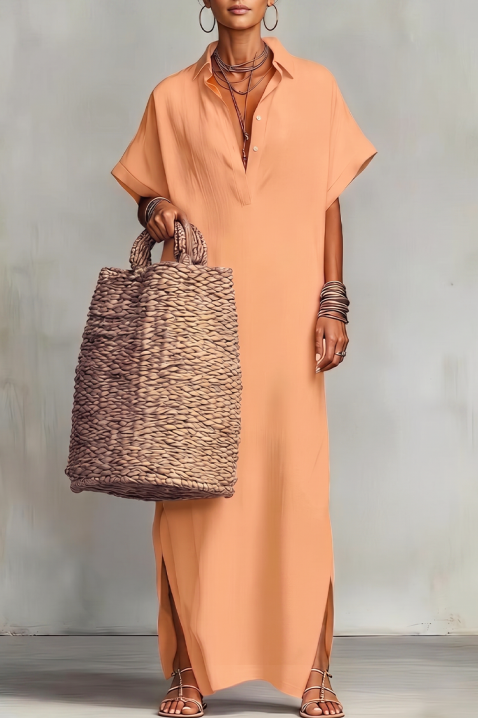 Rochie lungă de vară din modal, cu decolteu V JADANA ORANGE, Culoare: portocaliu, IVET.RO - Reduceri de până la -80%