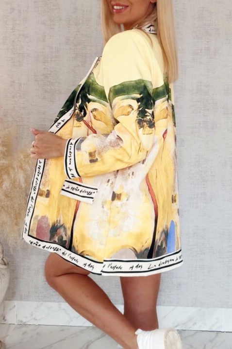 Sacou de tip oversize pentru femei cu print floral artistic AFRISIMA YELLOW, Culoare: multicolor, IVET.RO - Reduceri de până la -80%