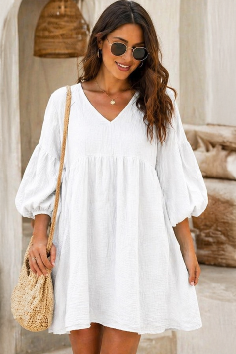 Rochie de vară vaporoasă cu mâneci voluminoase DOLITA WHITE, Culoare: alb, IVET.RO - Reduceri de până la -80%