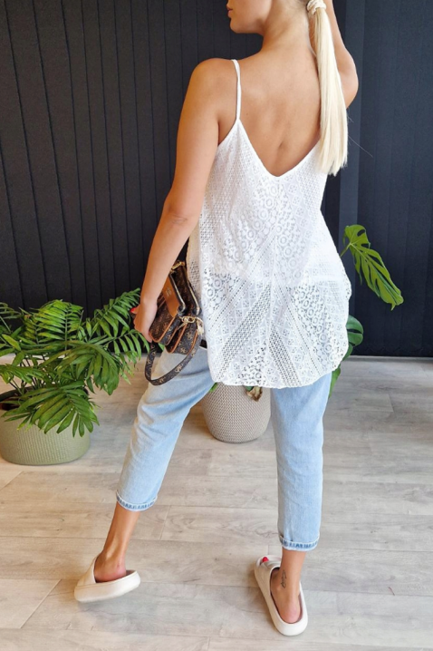 Top de damă din dantelă fină, în stil boho BOGELSA WHITE, Culoare: alb, IVET.RO - Reduceri de până la -80%