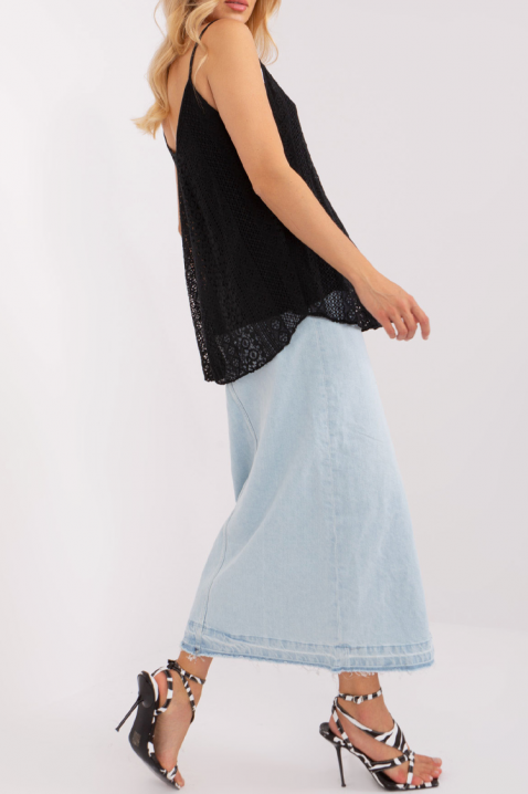 Top de damă din dantelă fină, în stil boho BOGELSA BLACK, Culoare: negru, IVET.RO - Reduceri de până la -80%