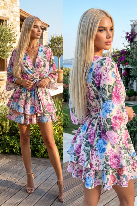 Rochie scurtă romantică cu floral print KLARINITA, Culoare: multicolor, IVET.RO - Reduceri de până la -80%
