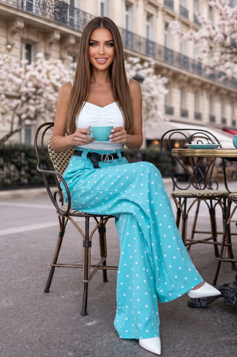 Pantaloni largi de vară pentru femei,model cu buline ANTONITA SKY, Culoare: albastru, IVET.RO - Reduceri de până la -80%
