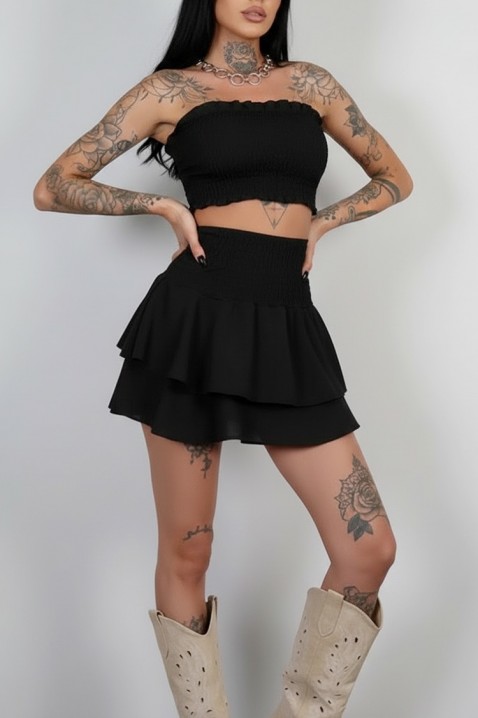 Set de vară pentru femei, format din bustieră și fustă scurtă DAFINA BLACK, Culoare: negru, IVET.RO - Reduceri de până la -80%