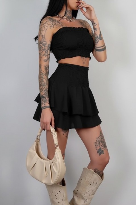 Set de vară pentru femei, format din bustieră și fustă scurtă DAFINA BLACK, Culoare: negru, IVET.RO - Reduceri de până la -80%