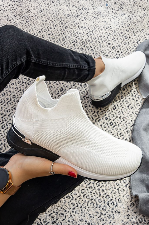 Pantofi sport-casual pentru femei, din material tricotat elastic DORZESA, Culoare: alb, IVET.RO - Reduceri de până la -80%