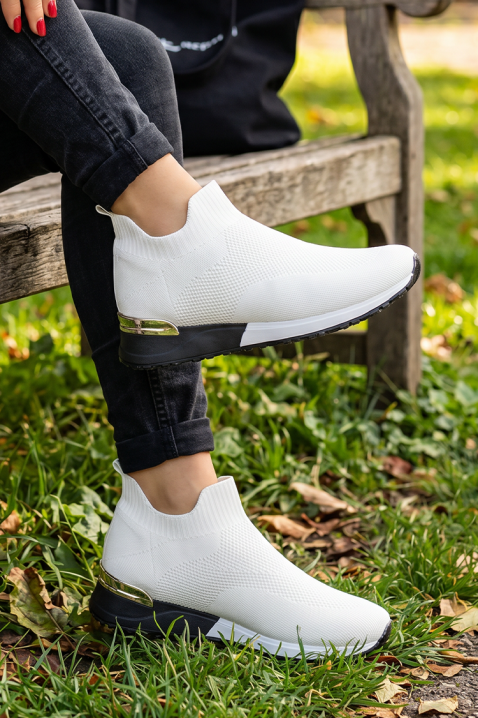 Pantofi sport-casual pentru femei, din material tricotat elastic DORZESA, Culoare: alb, IVET.RO - Reduceri de până la -80%