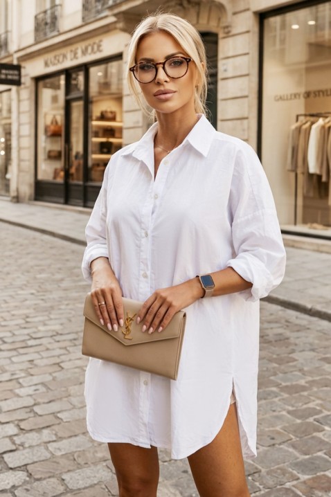 Cămașă pentru femei de tip oversize, cu un design simplu și o croială lejeră LONELIA WHITE, Culoare: alb, IVET.RO - Reduceri de până la -80%