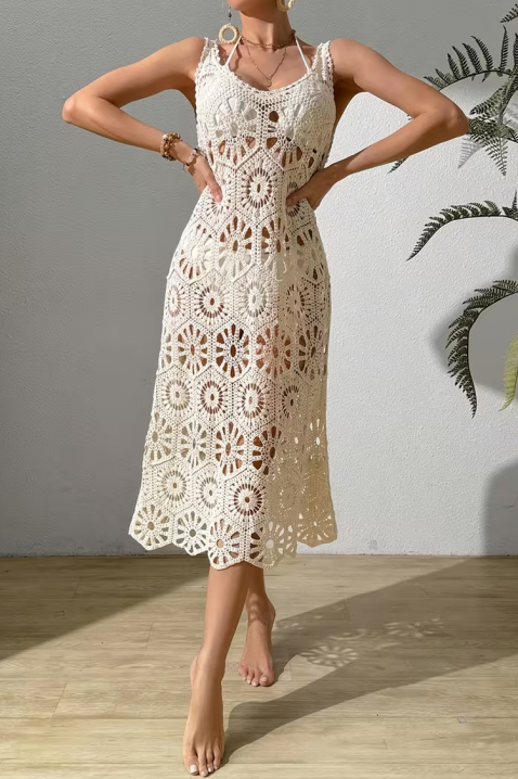 Rochie midi pentru plajă tricotată cu model în stil boho KALISIMA ECRU, Culoare: ecru, IVET.RO - Reduceri de până la -80%