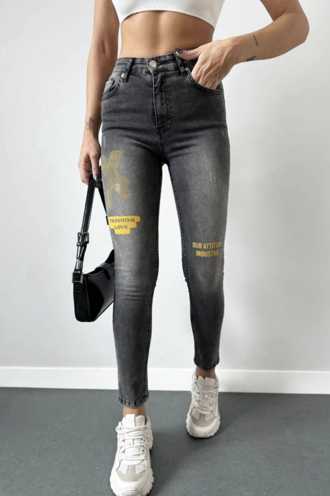 Blugi ajustati pentru femei, cu talie înaltă și detalii decorative ALVERINA, Culoare: denim, IVET.RO - Reduceri de până la -80%