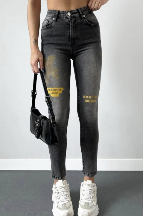 Blugi ajustati pentru femei, cu talie înaltă și detalii decorative ALVERINA, Culoare: denim, IVET.RO - Reduceri de până la -80%