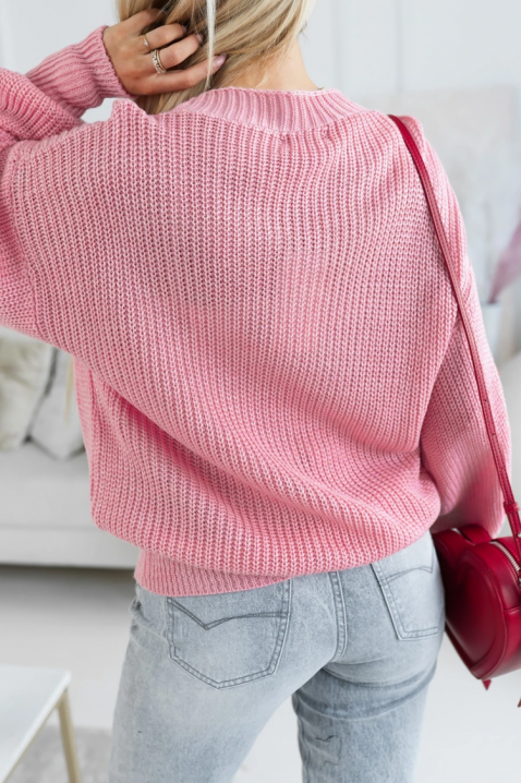 Cardigan tricotat pentru femei, cu cireșe decorative SOREVINA PINK, Culoare: roz, IVET.RO - Reduceri de până la -80%