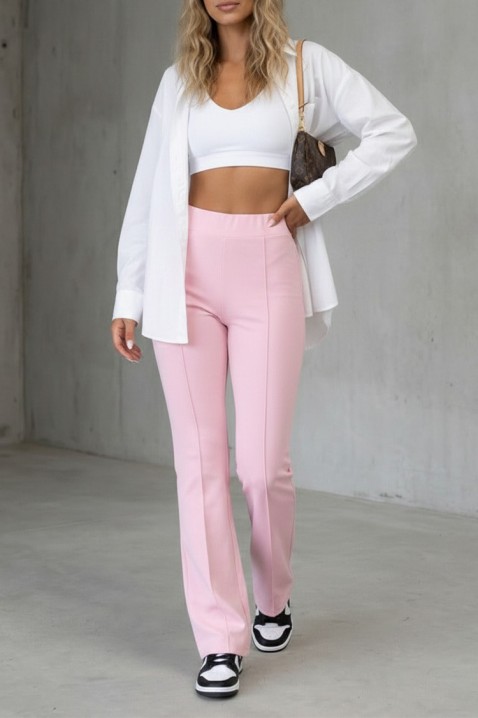 Pantaloni elastici pentru femei, cu picioare ușor evazate ELVARIA PINK, Culoare: roz, IVET.RO - Reduceri de până la -80%