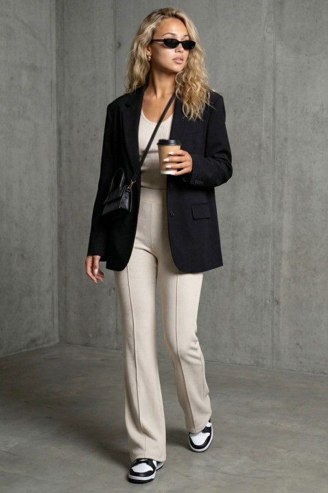 Pantaloni elastici pentru femei, cu picioare ușor evazate ELVARIA BEIGE, Culoare: bej, IVET.RO - Reduceri de până la -80%