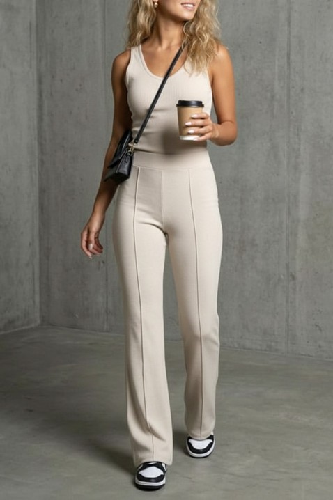 Pantaloni elastici pentru femei, cu picioare ușor evazate ELVARIA BEIGE, Culoare: bej, IVET.RO - Reduceri de până la -80%