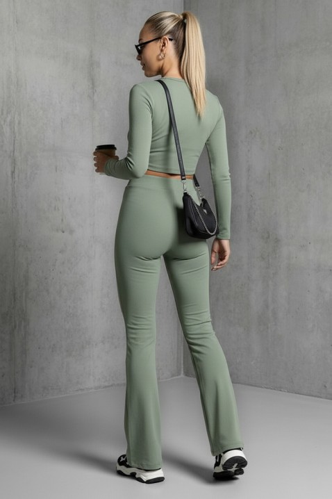 Pantaloni elastici pentru femei, cu picioare ușor evazate ELVARIA KHAKI, Culoare: khaki, IVET.RO - Reduceri de până la -80%
